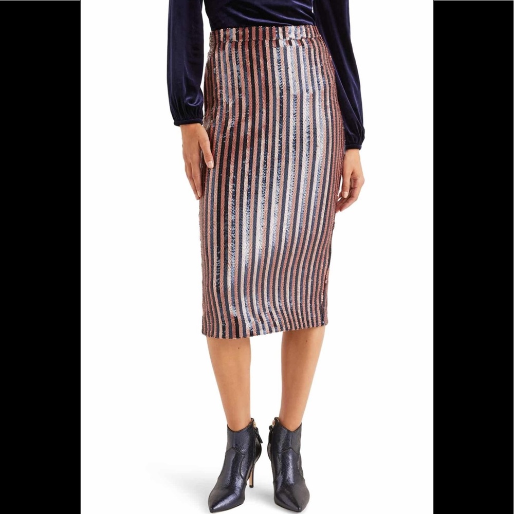 Boden Aubrey Sequin Stripe Pencil Skirt 12